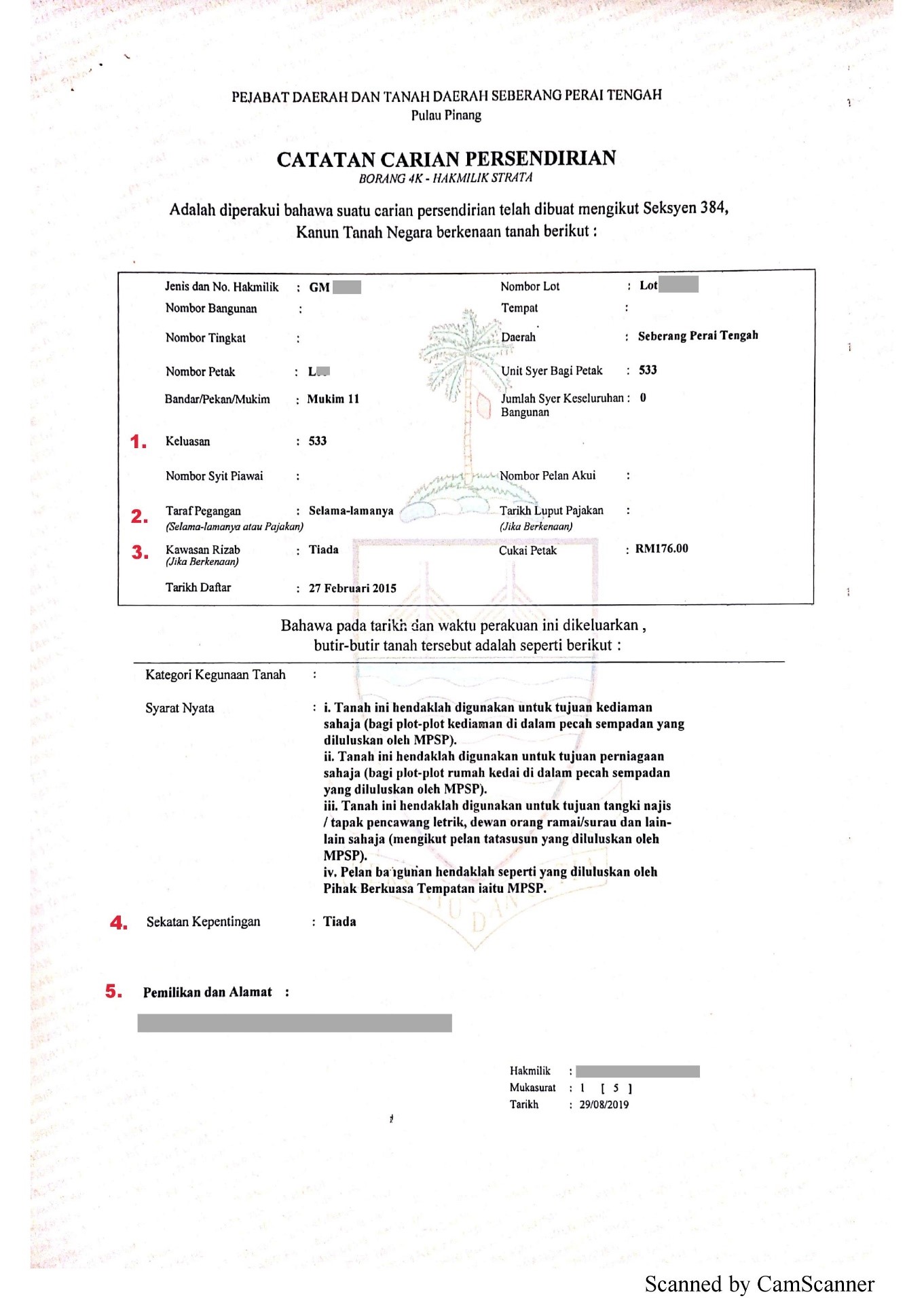 What Details Land Search Result Contains Easy Law